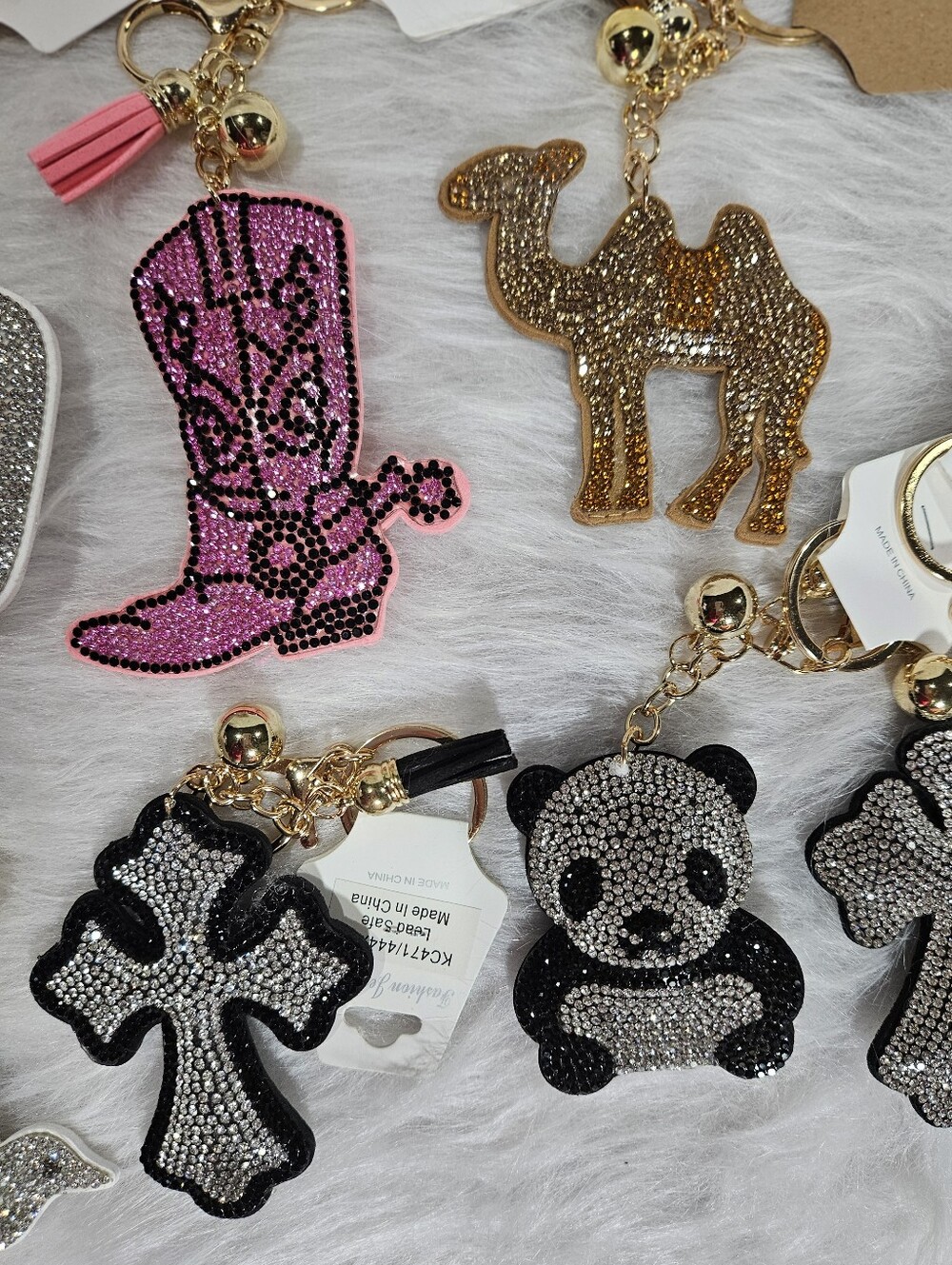 NWT Assorted Rhinestone Keychain Charms - Pink, Gold, Silver, Black - Picture 3 of 5